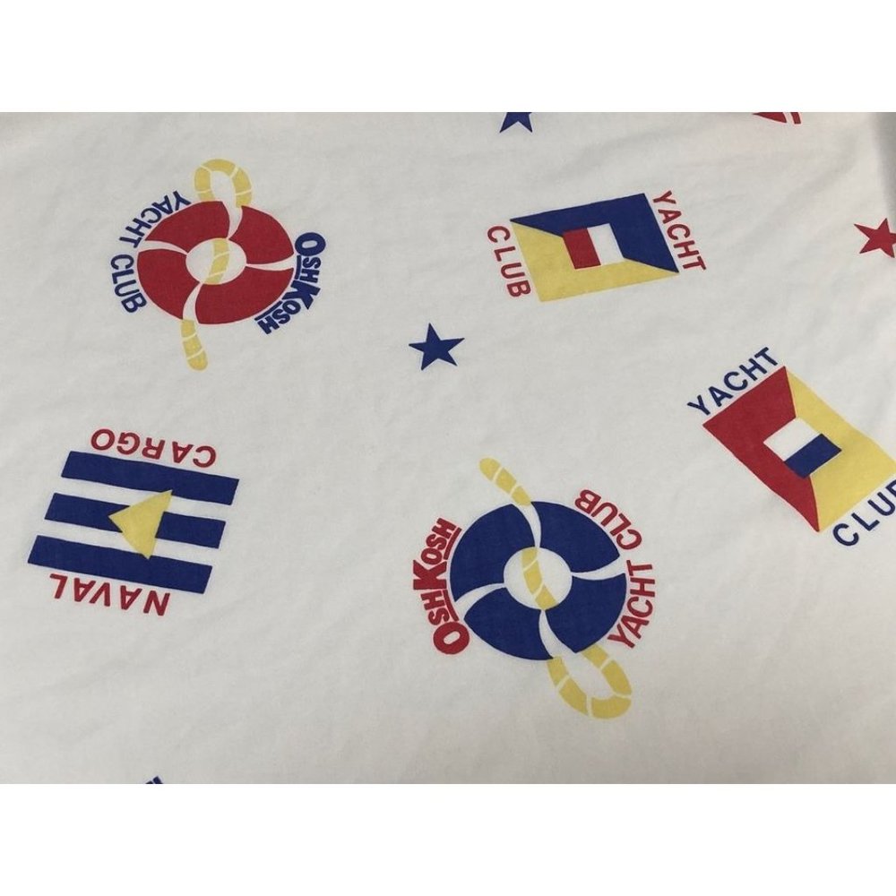Vintage Oshkosh Yacht Club Twin Fitted Bed Sheet Naval Cargo Nautical